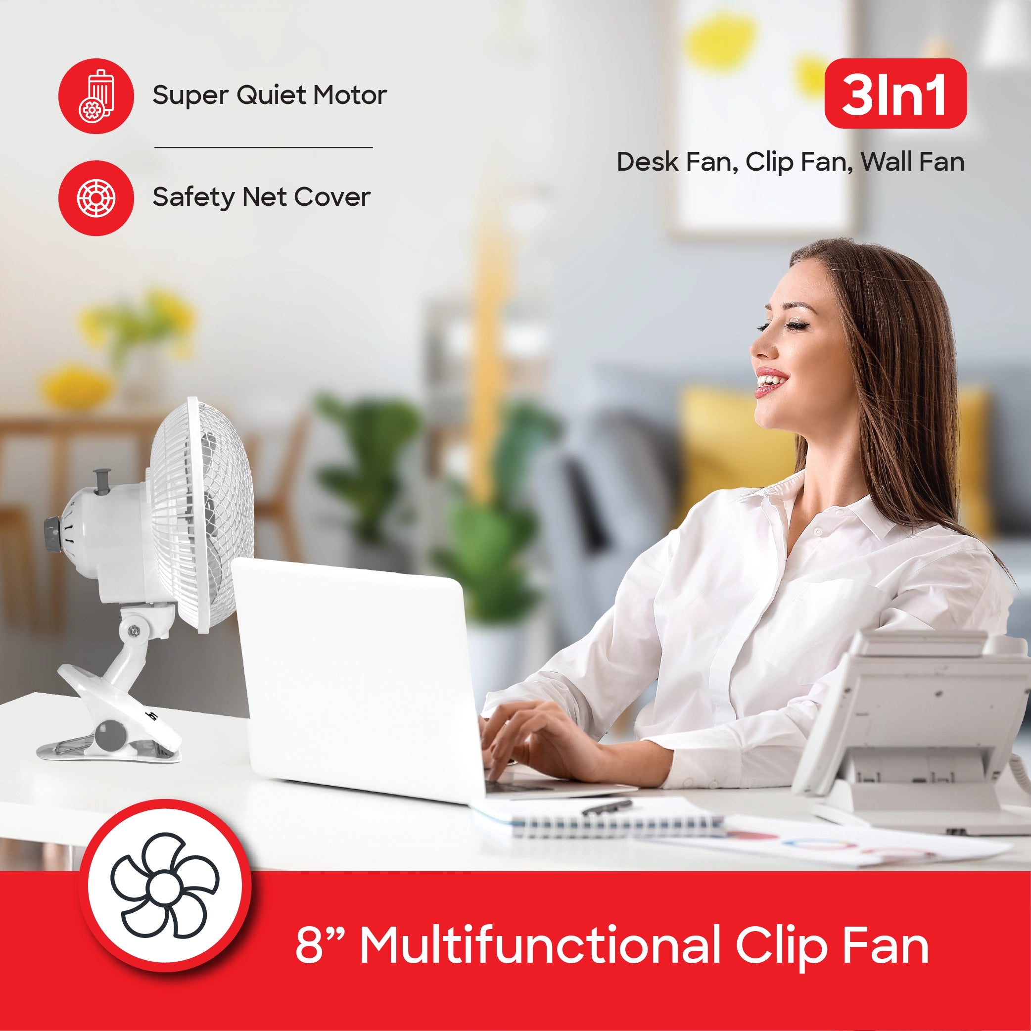 3 in 1 clip fan desk clip wall mount with 2 speed control 45W sanford 3