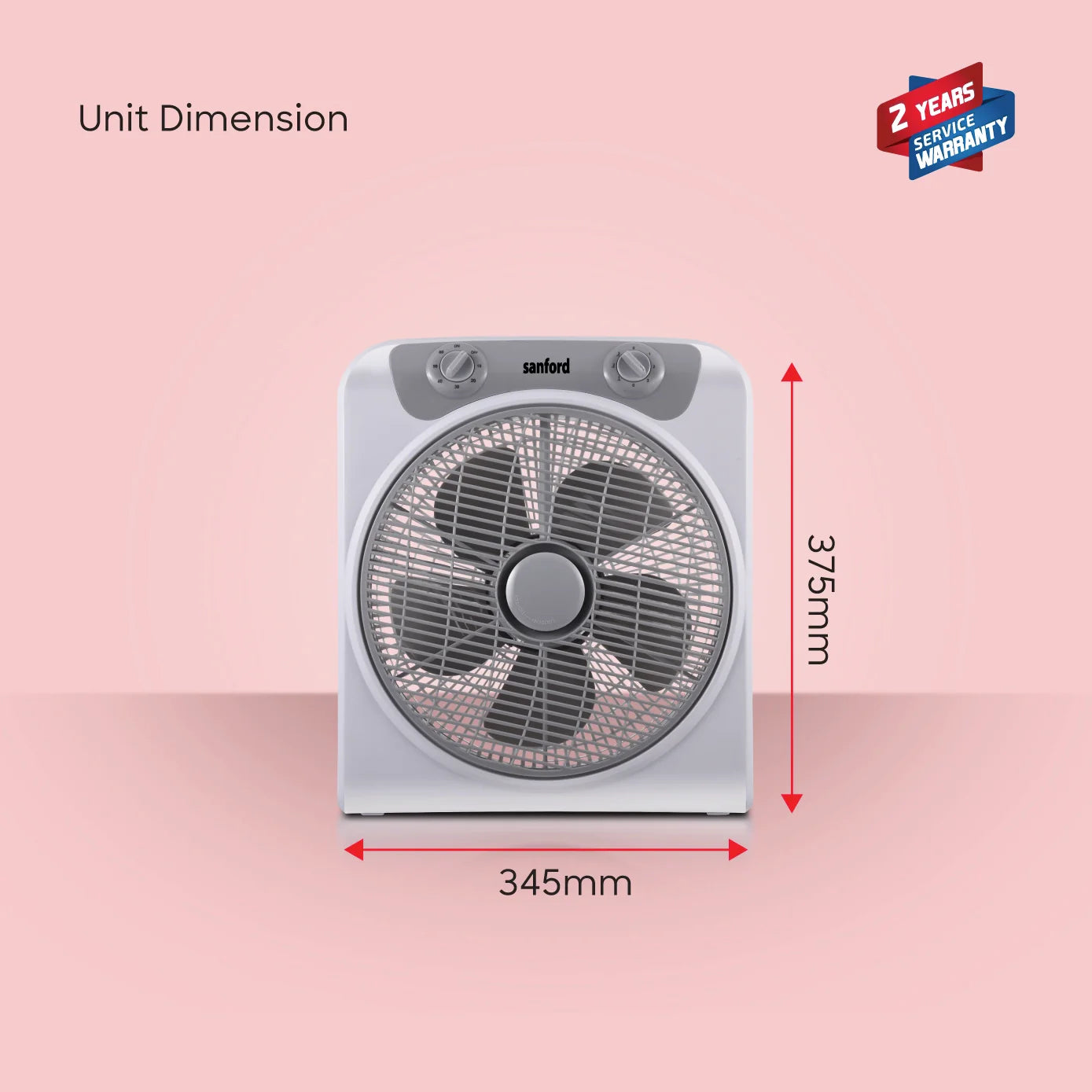 12 inch compact fan 5 blade design 3 speed control 120-Min timer auto swing 45W sanford 6