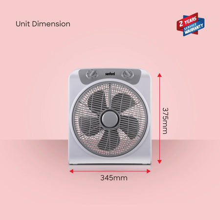 12 inch compact fan 5 blade design 3 speed control 120-Min timer auto swing 45W sanford 6