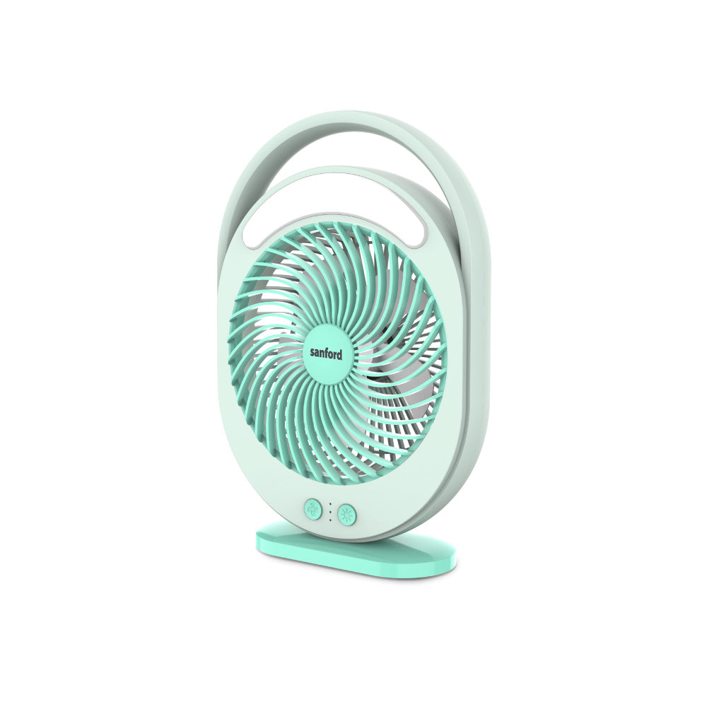 Sanford Rechargeable Table Fan 7-Inch 3600mAh Battery LED Light Tilt Head - SF6662MFN