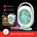 Sanford Rechargeable Table Fan 7-Inch 3600mAh Battery LED Light Tilt Head - SF6662MFN