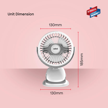 Rechargeable Clip Fan Portable 4 Inch 360 Rotation Strong Grip 3 Speed sanford 6