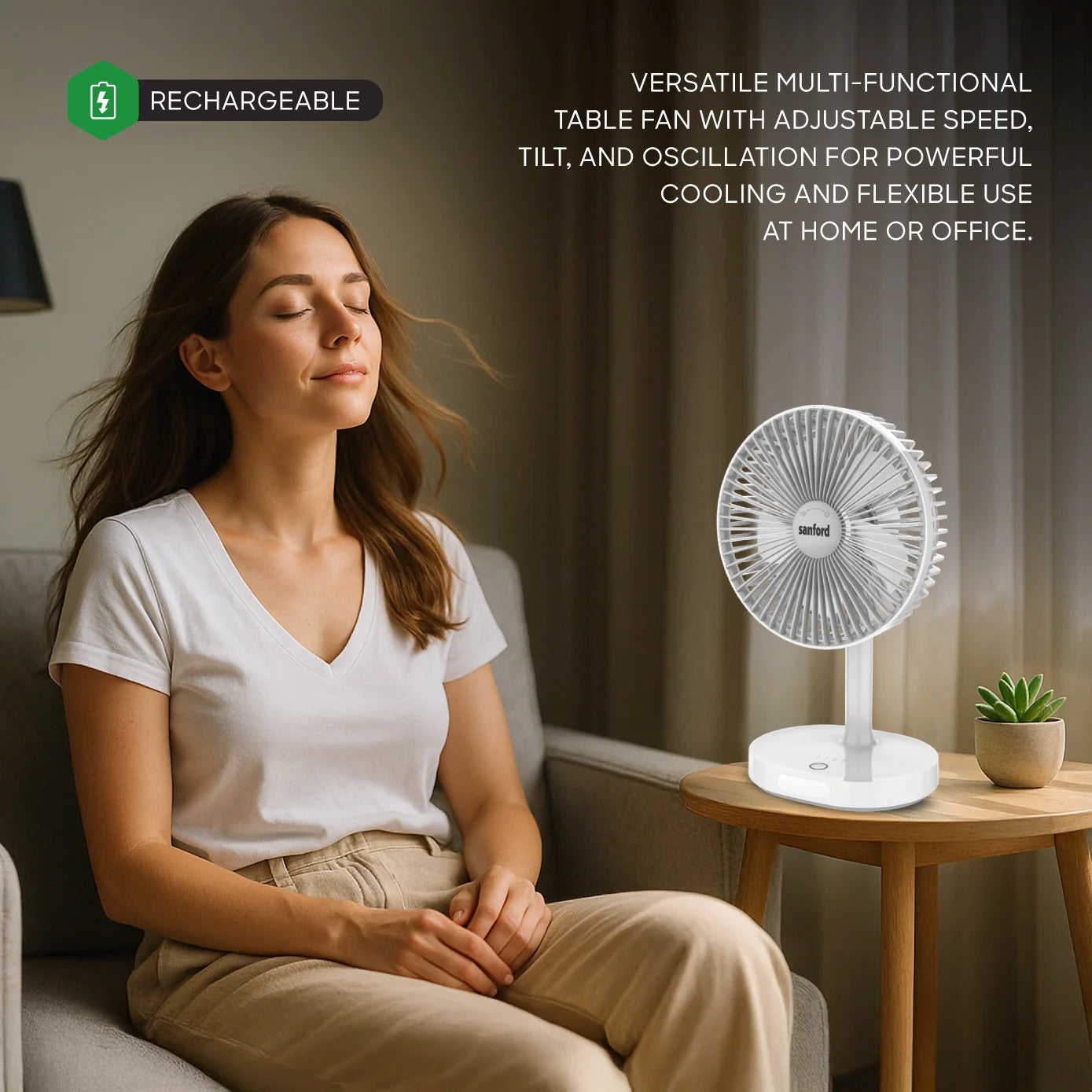 USB portable rechargeable fan LED light 3-speed 4600mAh battery 14H Fan + 50H Light sanford 5
