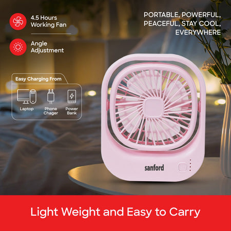 Mini table fan rechargeable portable USB charging 3 speed sanford 4