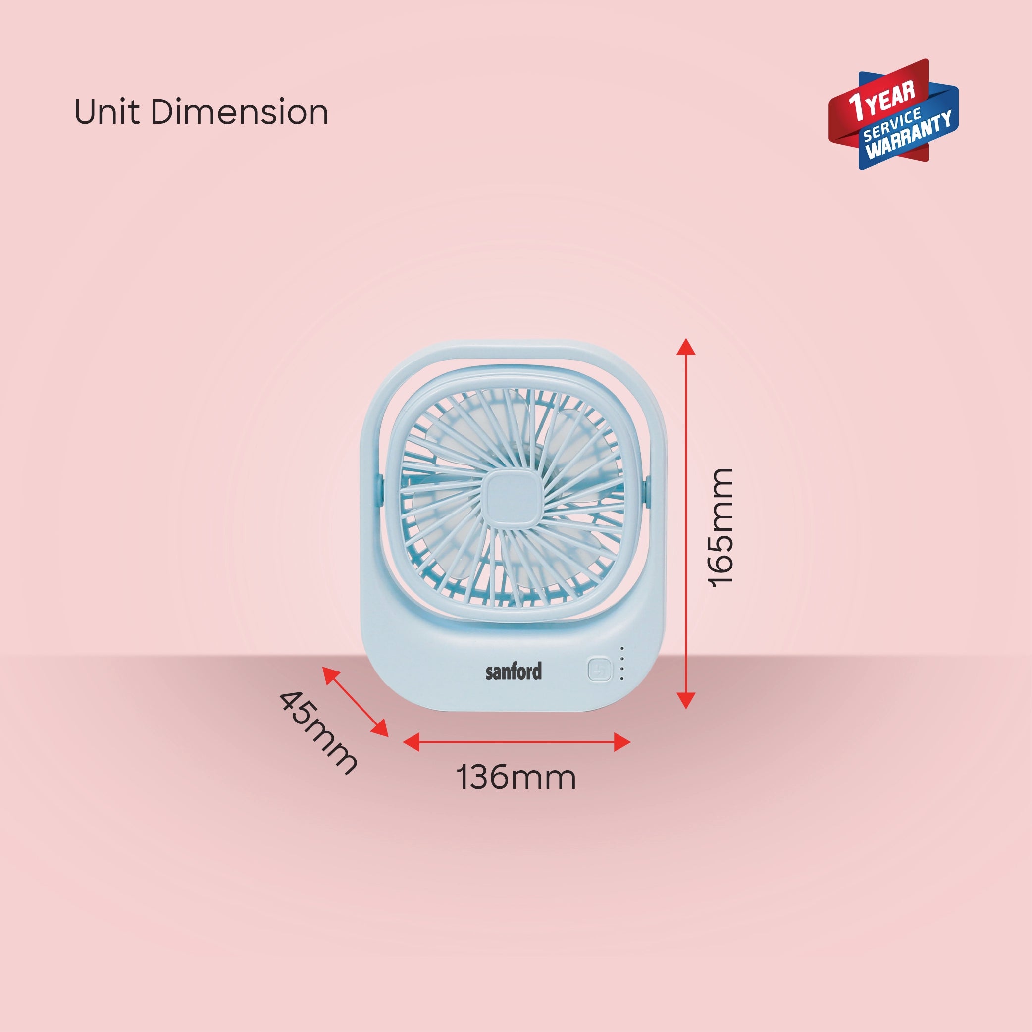 Mini table fan rechargeable portable USB charging 3 speed sanford 6