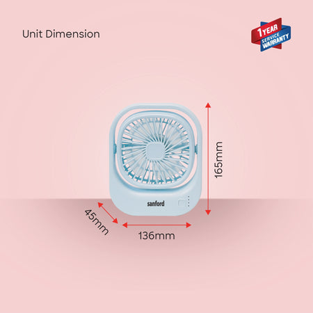 Mini table fan rechargeable portable USB charging 3 speed sanford 6