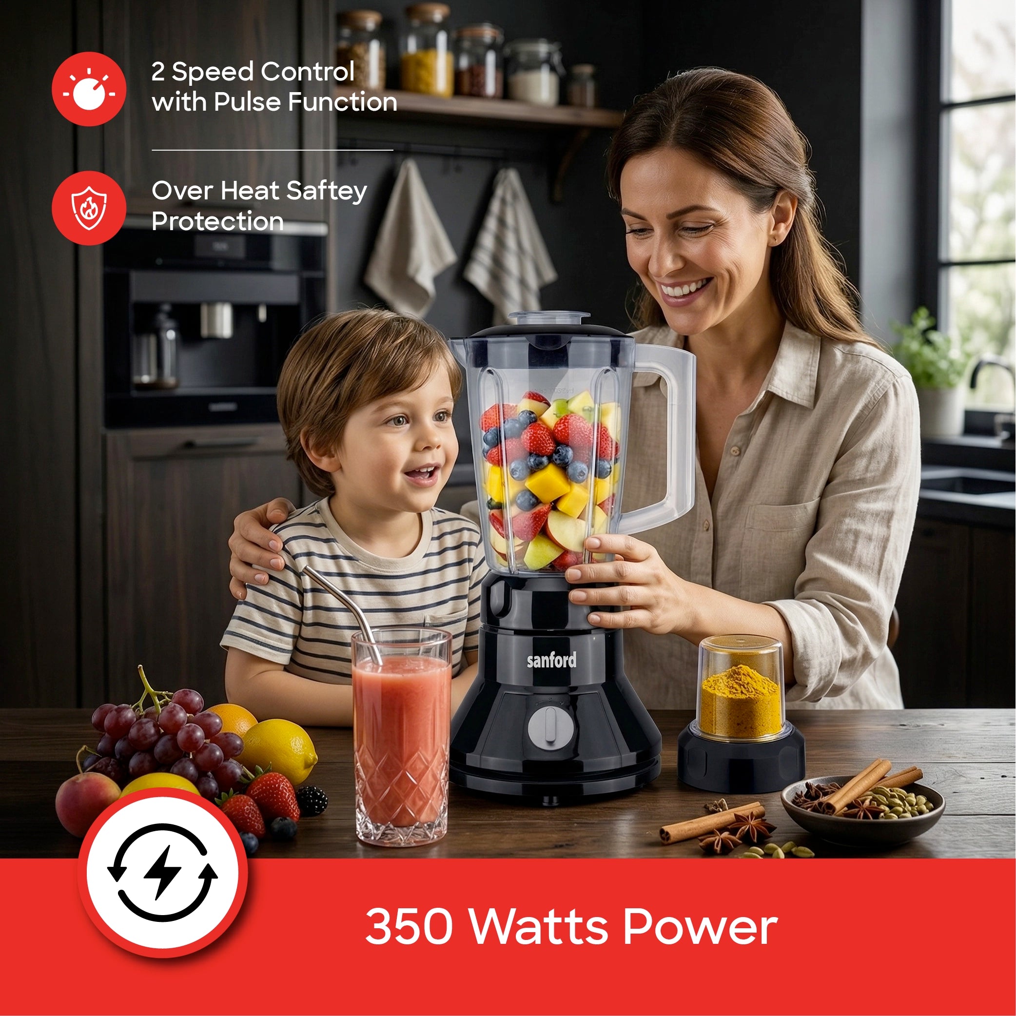 best juice blender 2-in-1 Grinder With 1.5L Jar 350W sanford 4