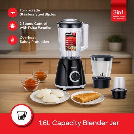 3 in 1 blender 1600ml jar stainless steel blades 1600W sanford 3