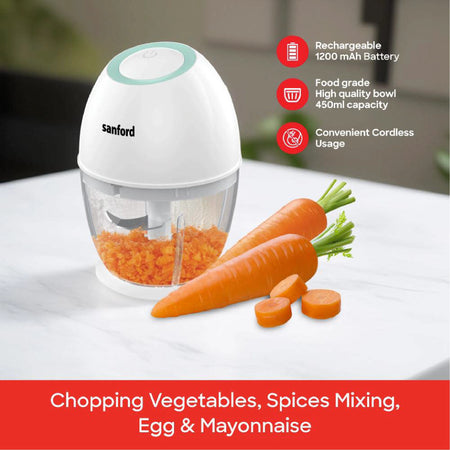 Rechargeable food chopper 450ml USB charging & stainless steel blades sanford 3