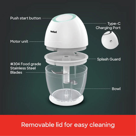 Rechargeable food chopper 450ml USB charging & stainless steel blades sanford 5