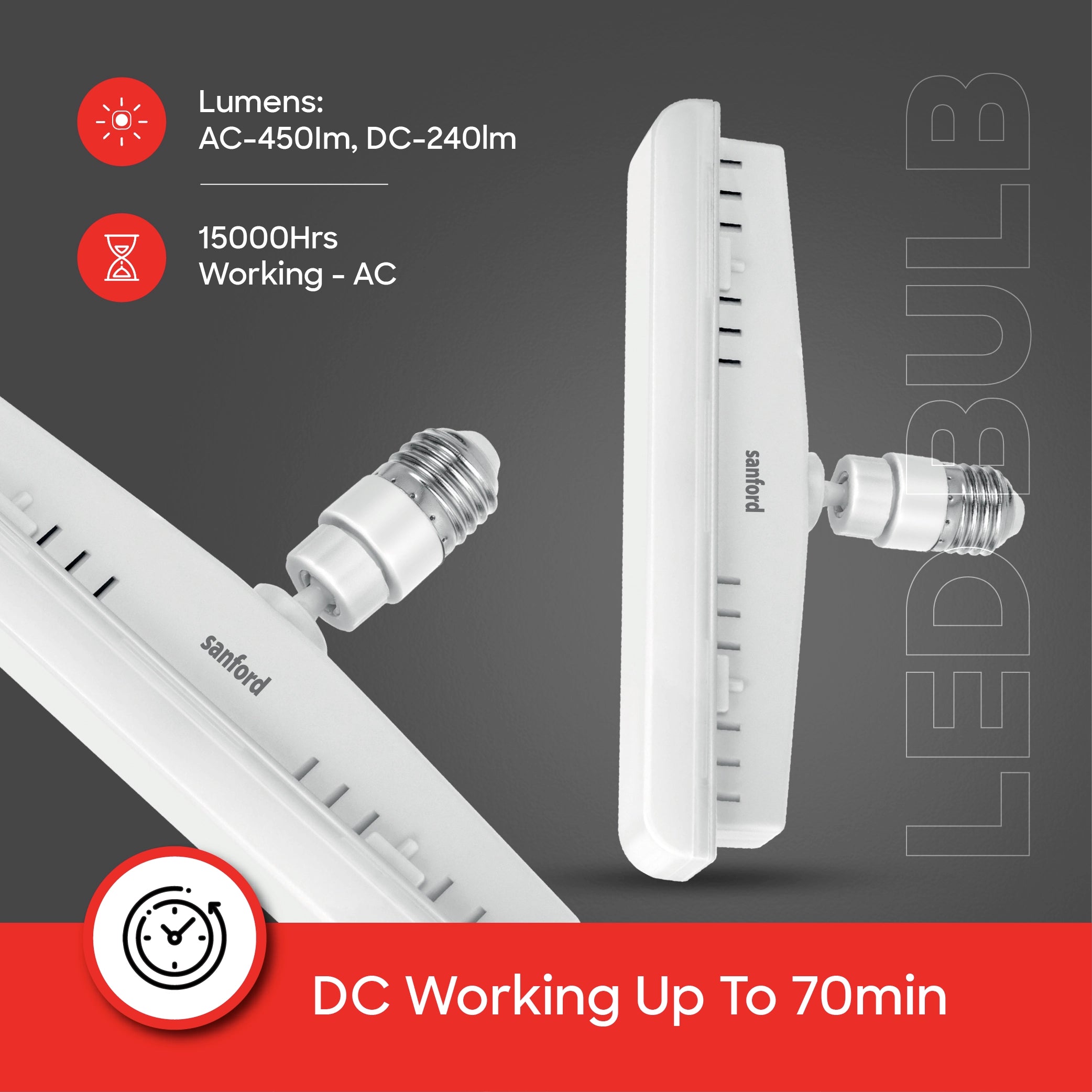 Rechargeable LED emergency light  40 SMD LEDs 500 lumens  3 hour 7W sanford 4
