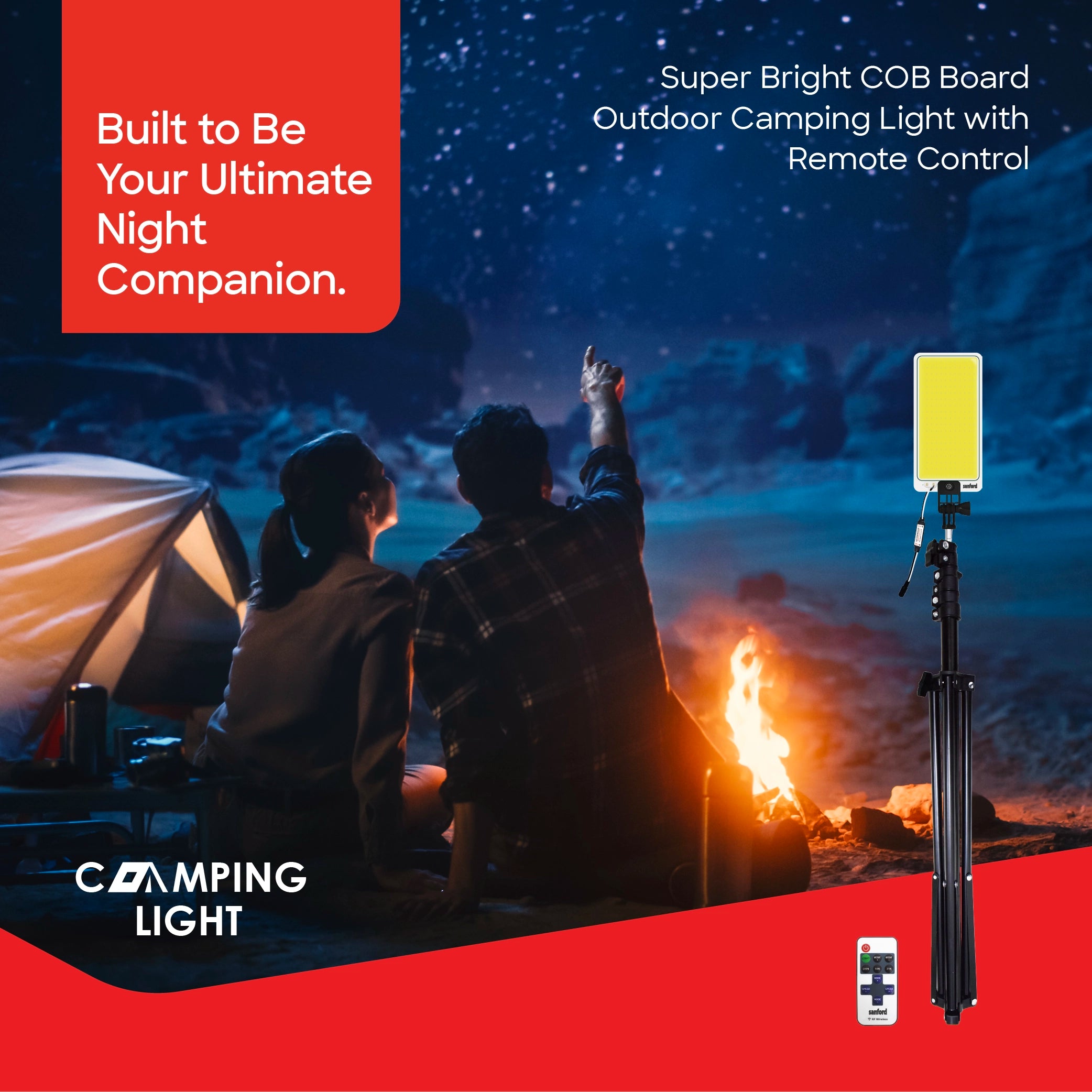 COB LED camping light 47W 4598 lumens 5M iron rod stand sanford 2