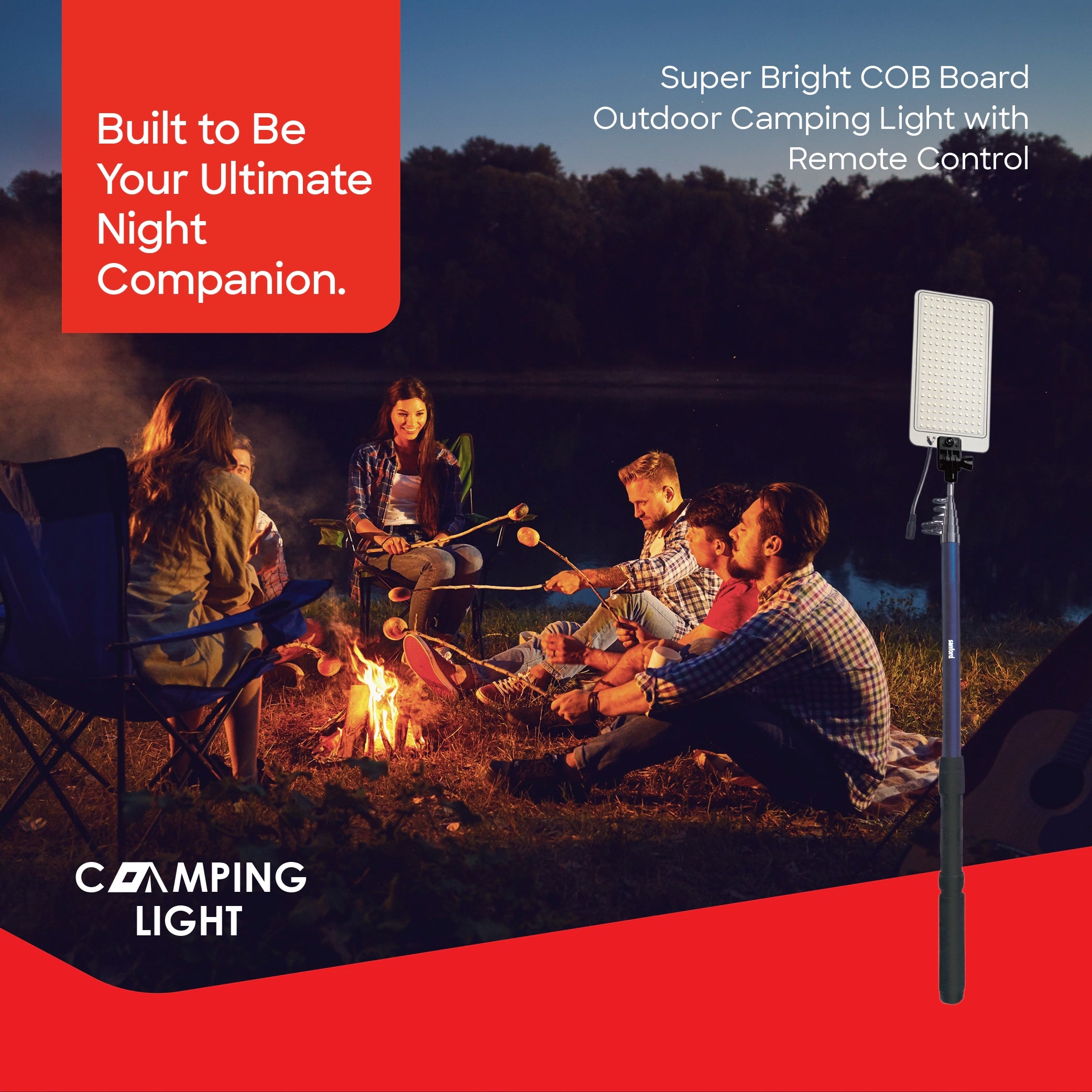 COB LED camping light 42W 4151 lumens 4M iron rod stand sanford 2