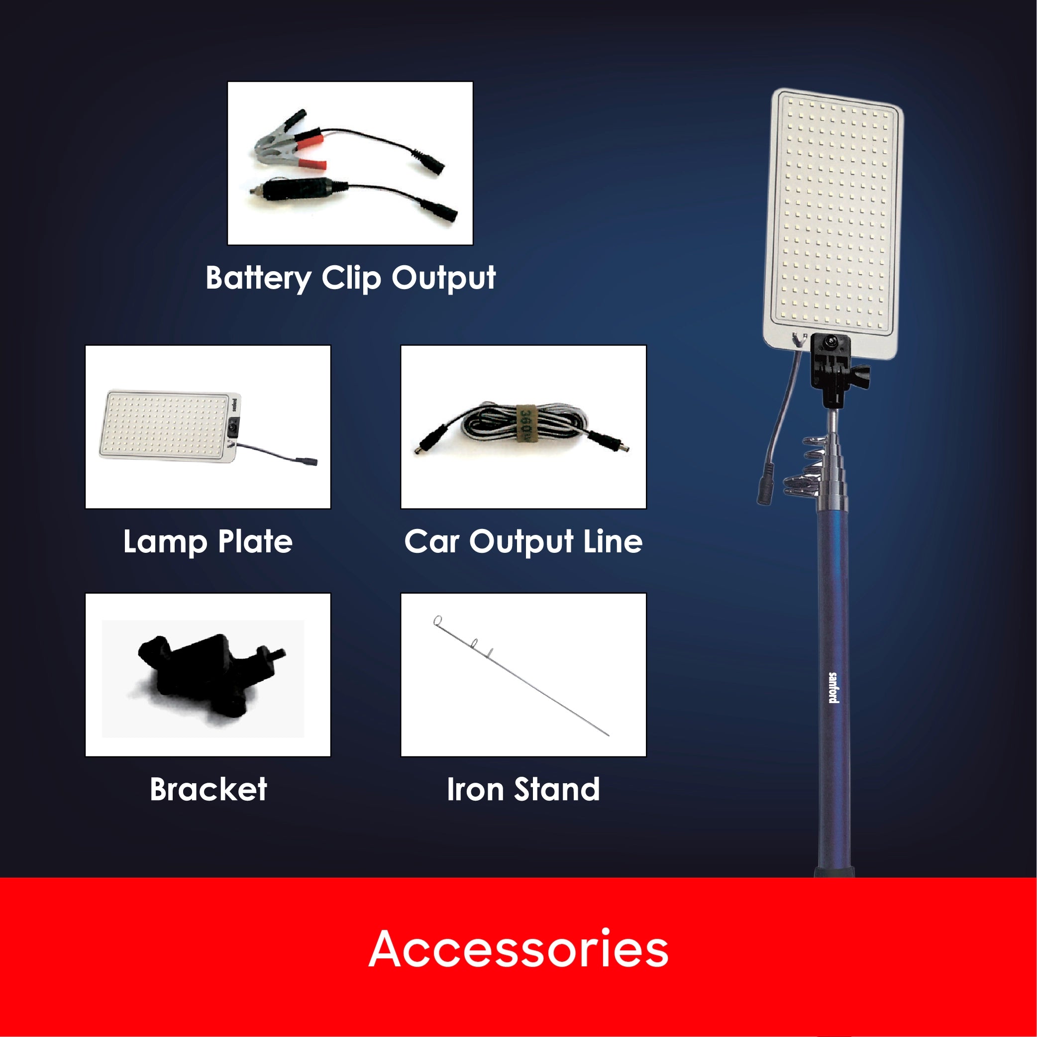 COB LED camping light 42W 4151 lumens 4M iron rod stand sanford 5