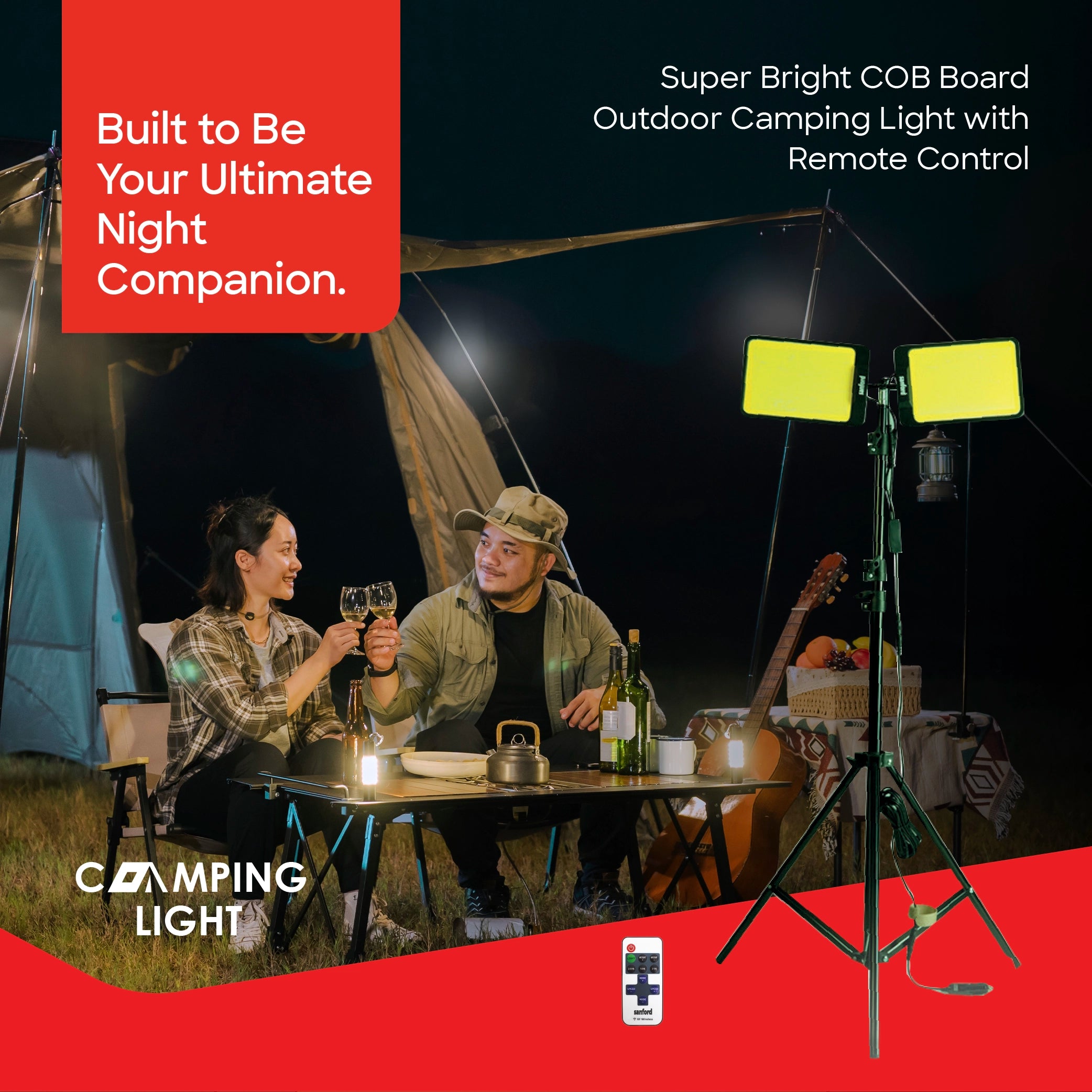 COB camping light 2000W 11000 lumens dual lamp tripod sanford 2