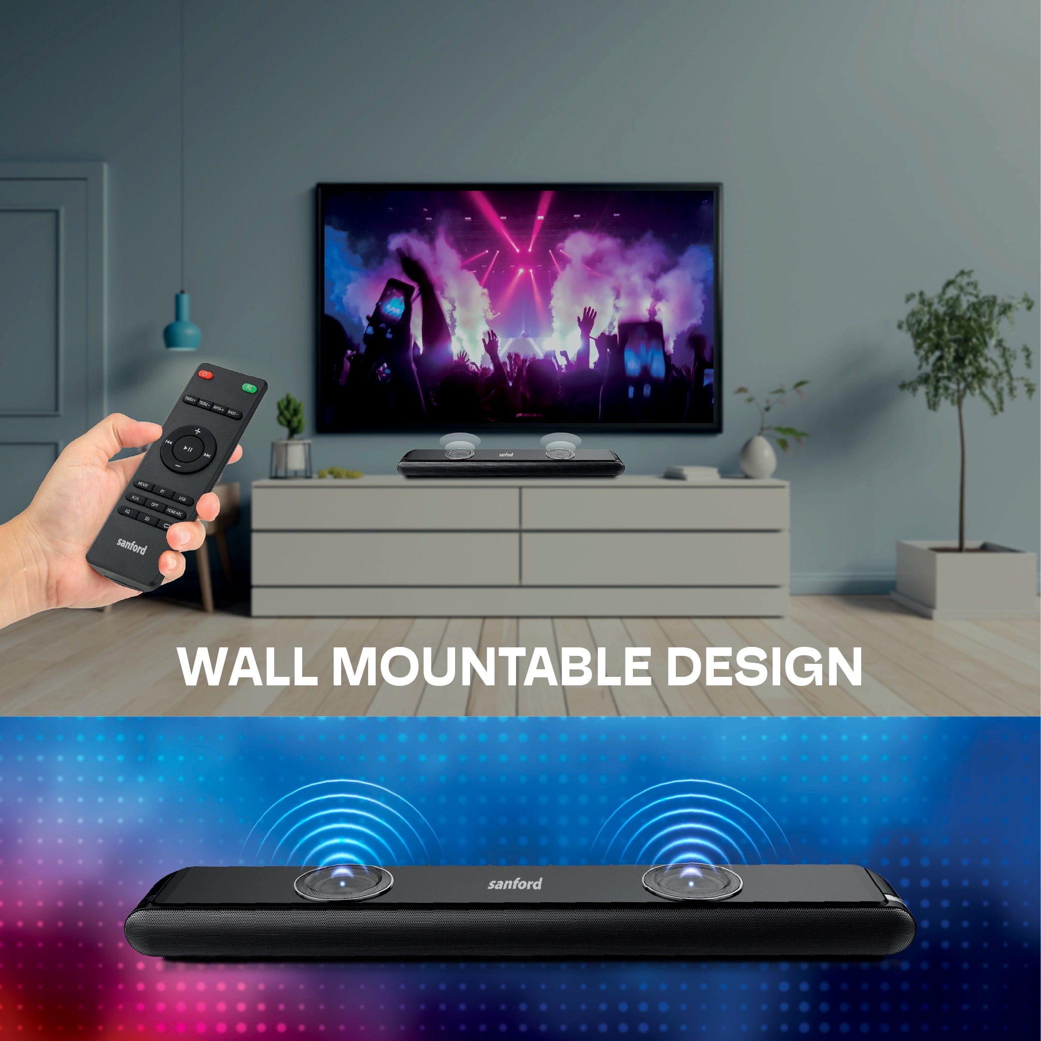 130W Bluetooth soundbar 2.2 channel LED display & multi device connectivity sanford 5
