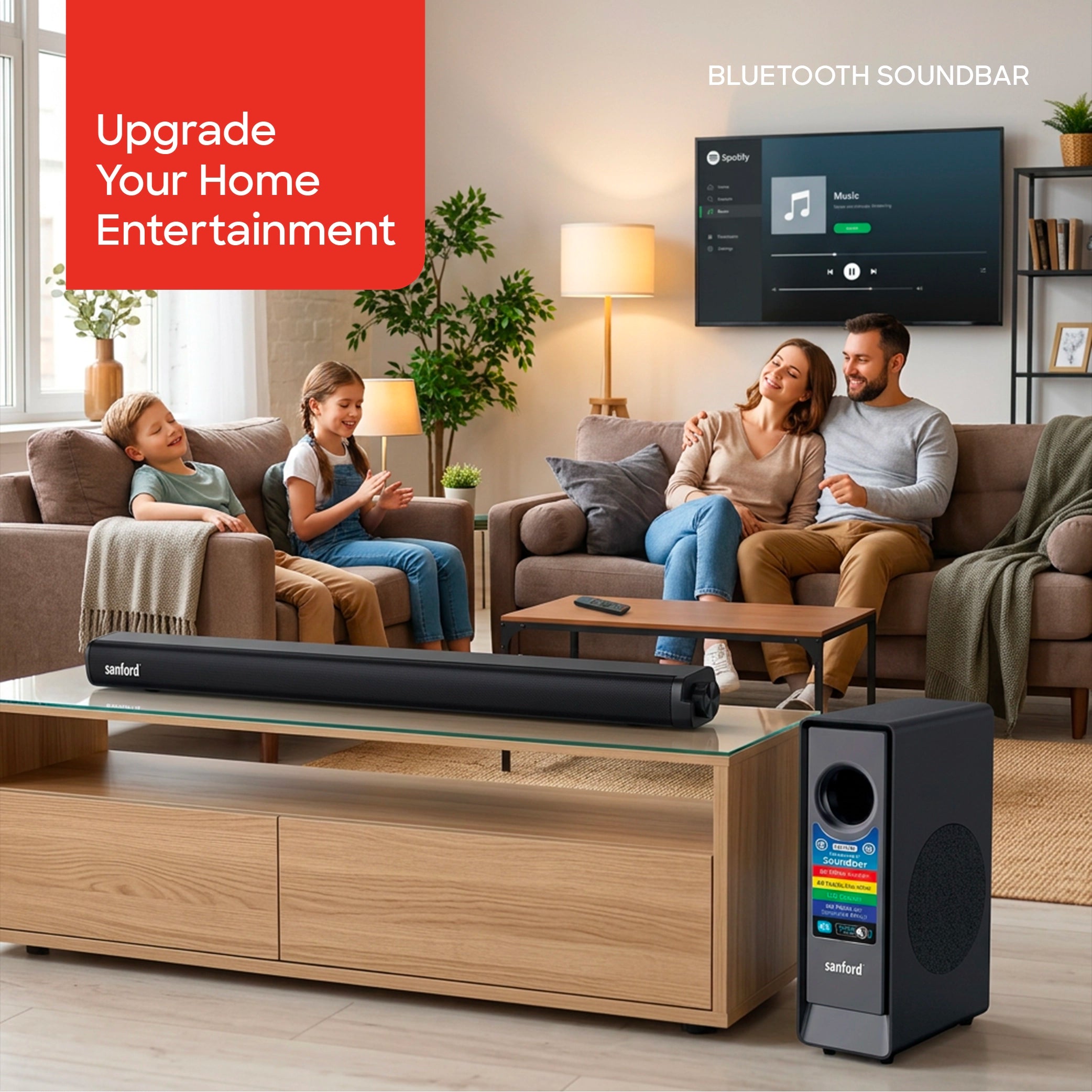 120W Bluetooth soundbar 2.1 channel LED display & multi device connectivity sanford 2