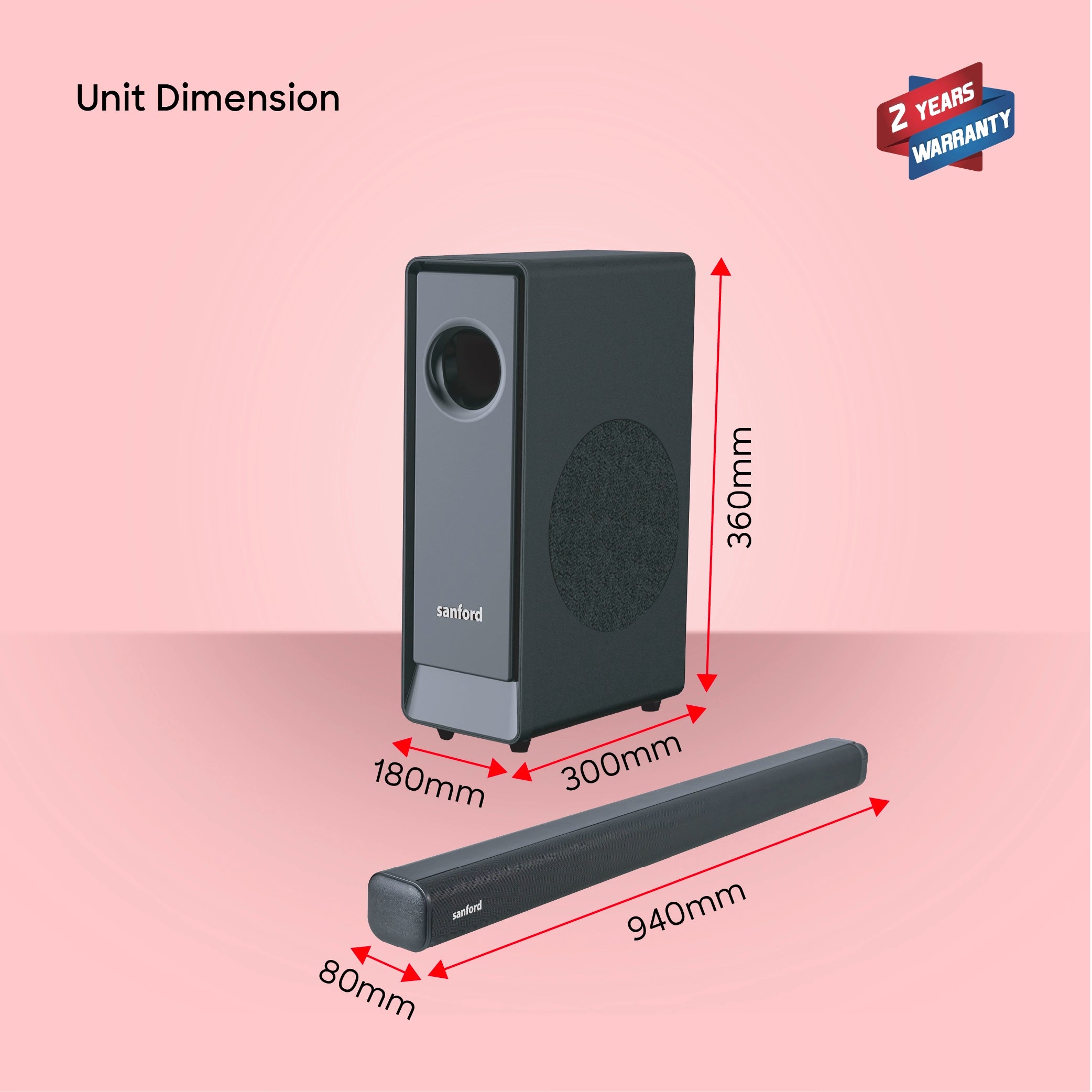120W Bluetooth soundbar 2.1 channel LED display & multi device connectivity sanford 6