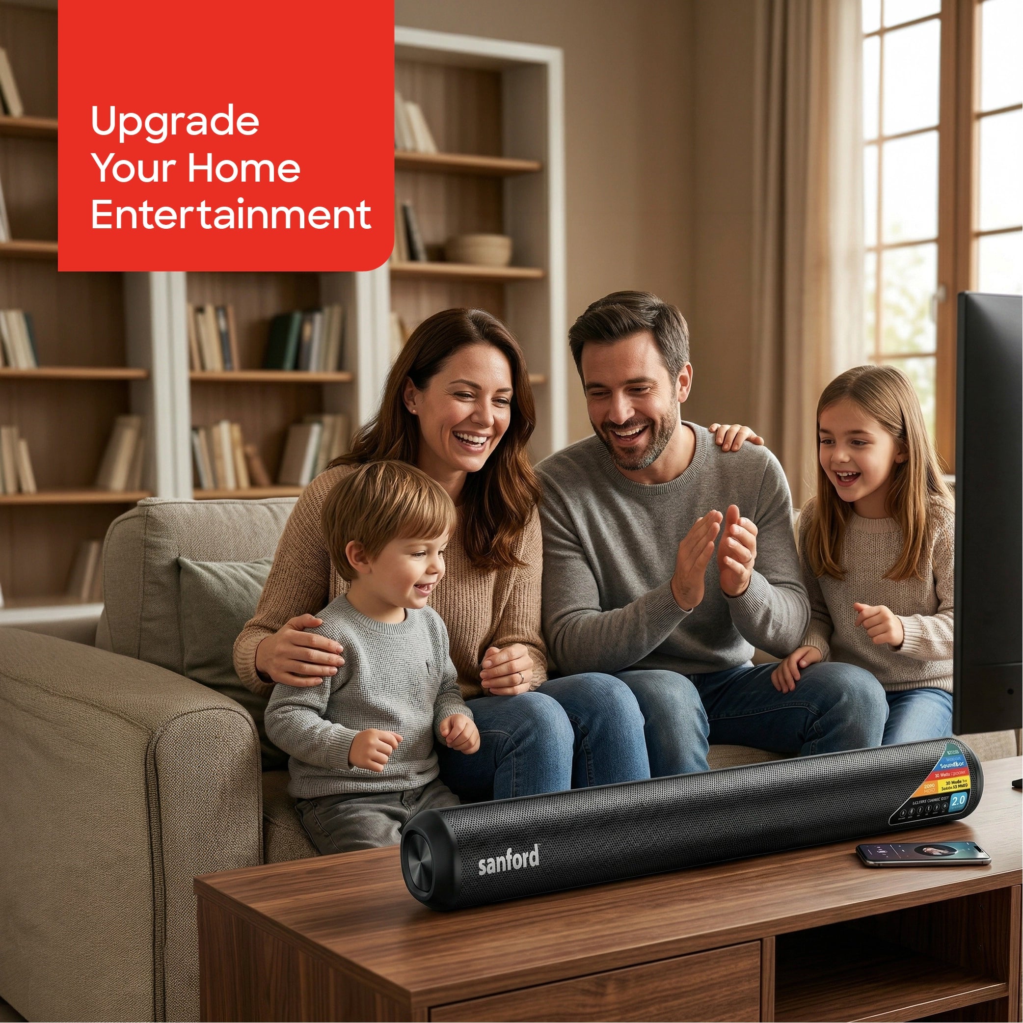 Mini Bluetooth soundbar 30W LED display and multi device connectivity sanford 2