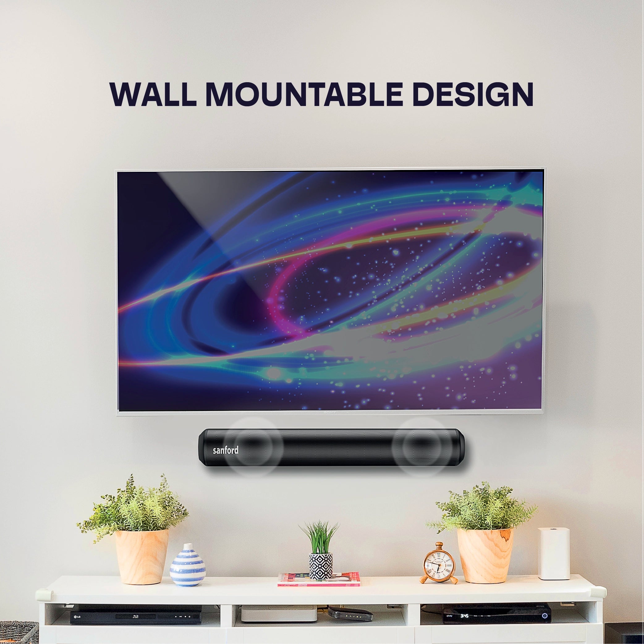 Mini Bluetooth soundbar 30W LED display and multi device connectivity sanford 5
