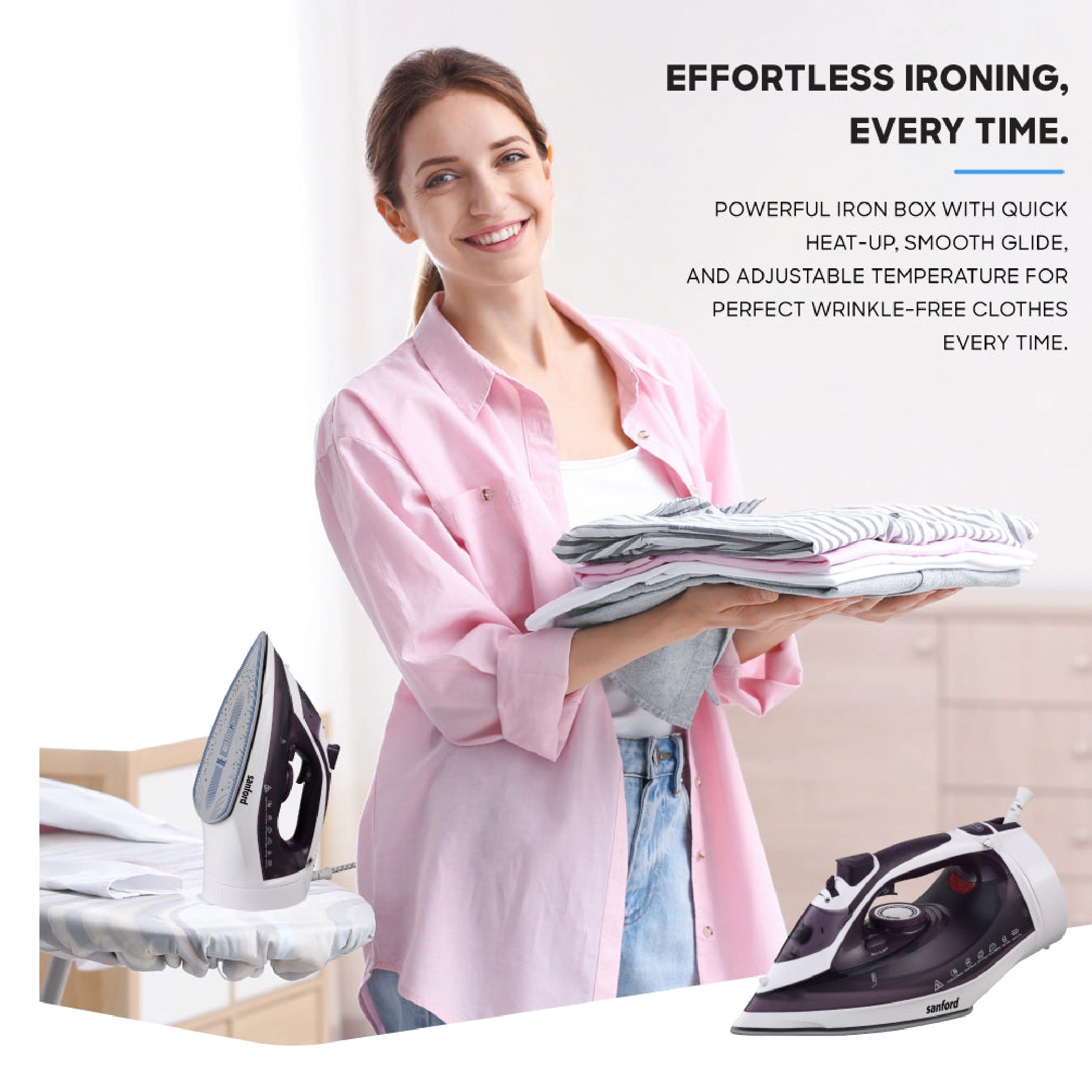 2200W Cordless steam iron ceramic soleplate & 360 degree easy dock system sanford 5