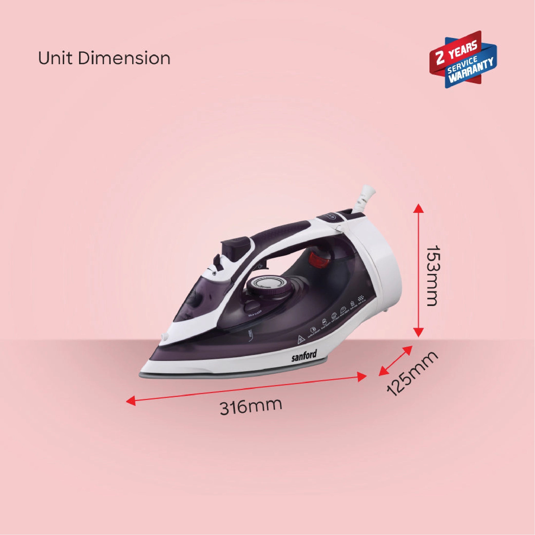2200W Cordless steam iron ceramic soleplate & 360 degree easy dock system sanford 6
