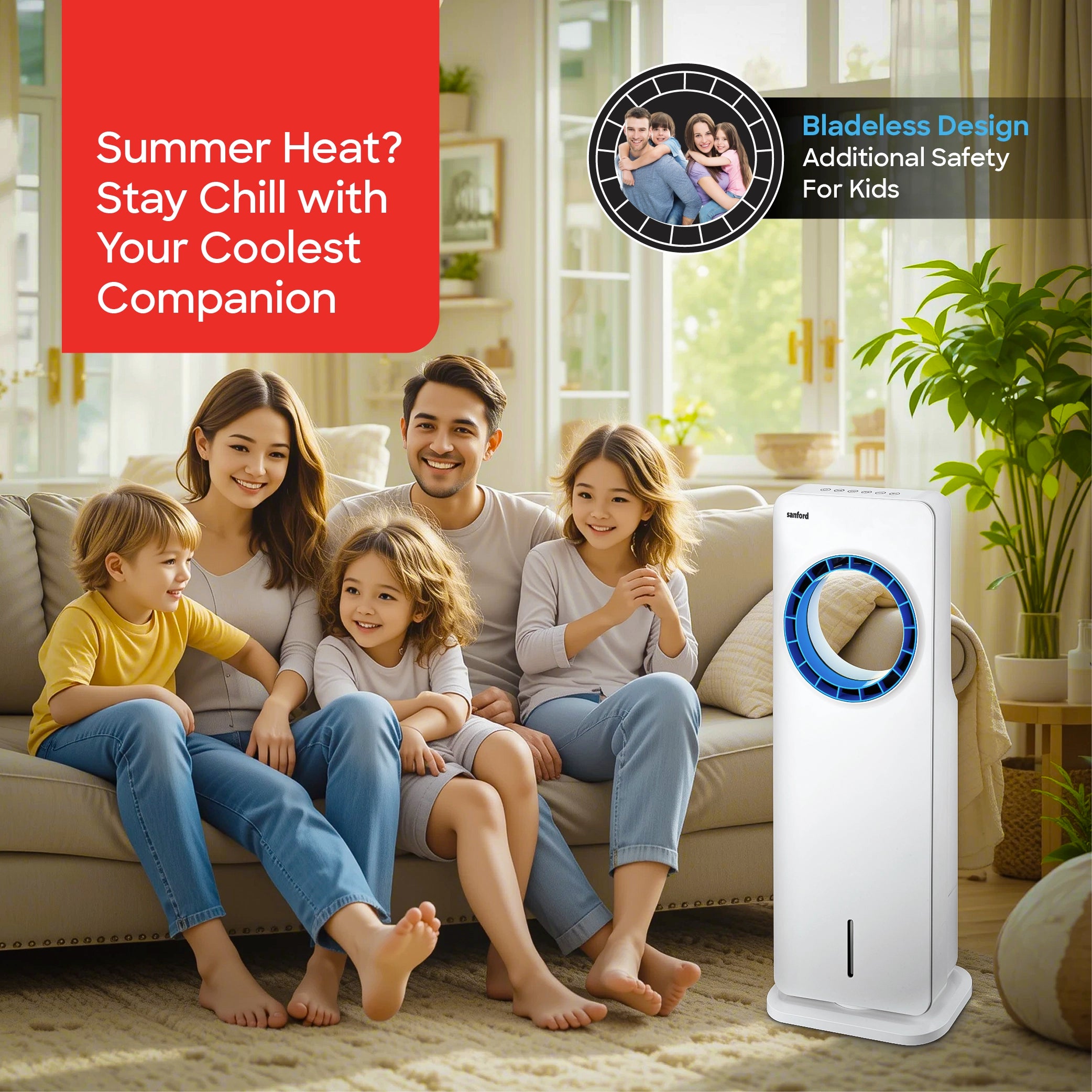 Portable bladeless air cooler 3.5L water tank remote control LED display sanford 2