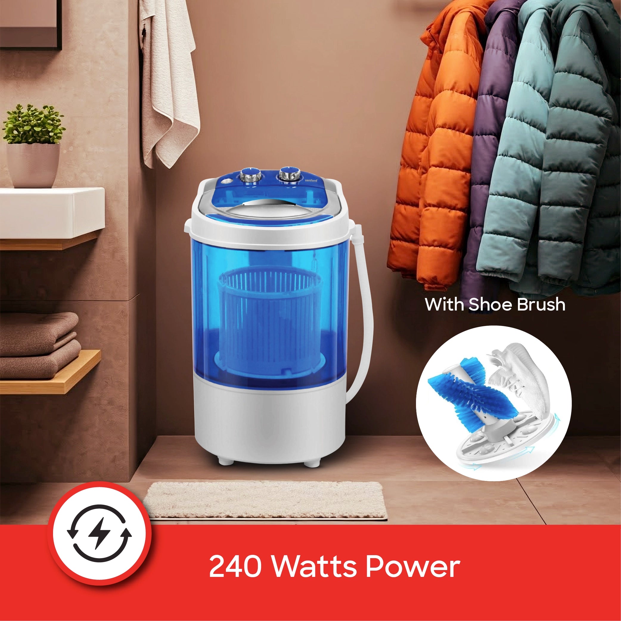 Single tub washing machine 2.5kg with compact design quick wash timer sanford 4