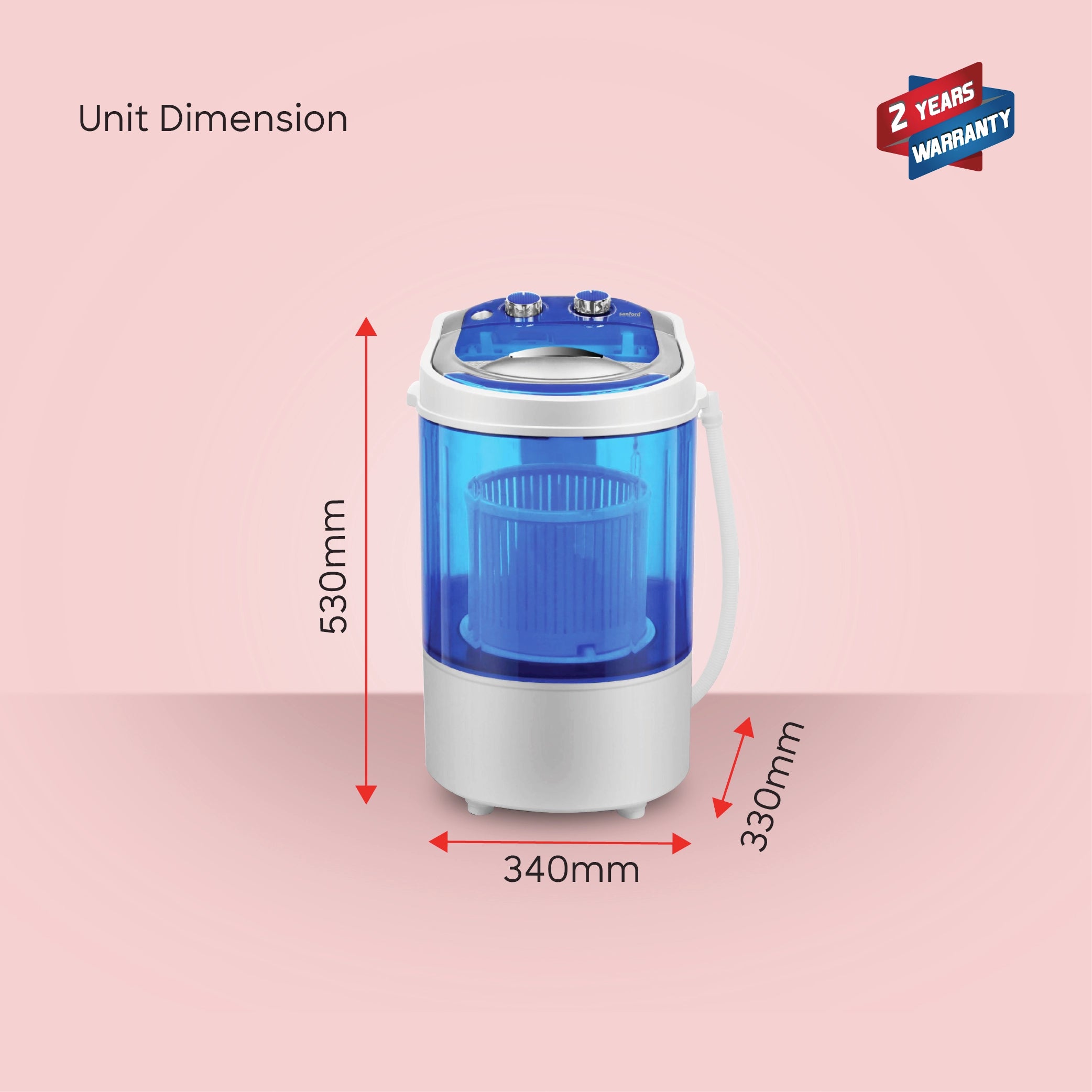 Single tub washing machine 2.5kg with compact design quick wash timer sanford 6