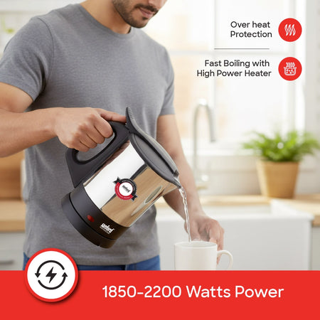 best electric kettle 1.7L 2200W stainless steel 360° cordless sanford 4