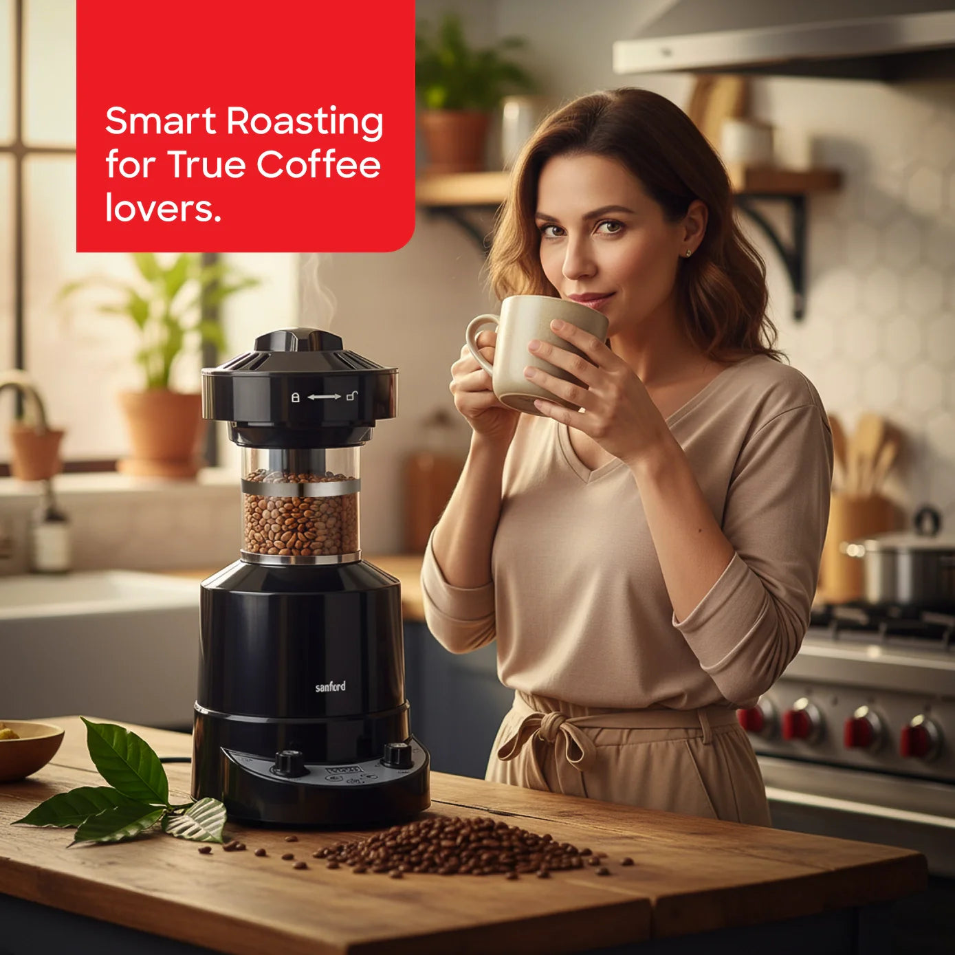 electric coffee roaster air roasting 2100W LED sanford 2
