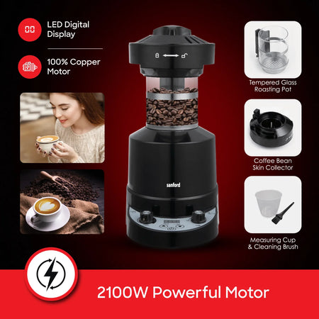 electric coffee roaster air roasting 2100W LED sanford 4