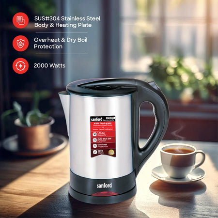best electric kettle 1.7L stainless steel cordless sanford 3