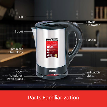 best electric kettle 1.7L stainless steel cordless sanford 6