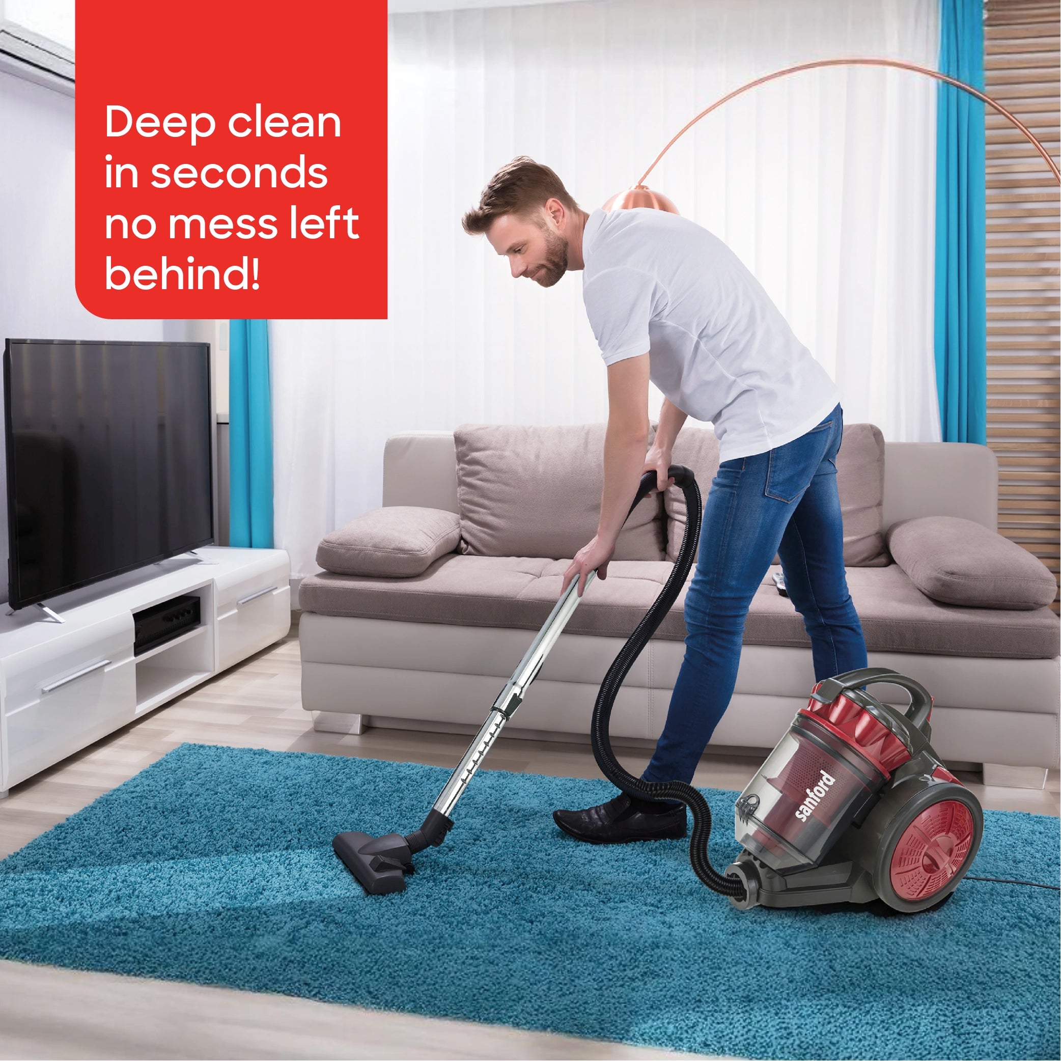 3L drum vacuum cleaner 2200W bagless cyclone sanford 2