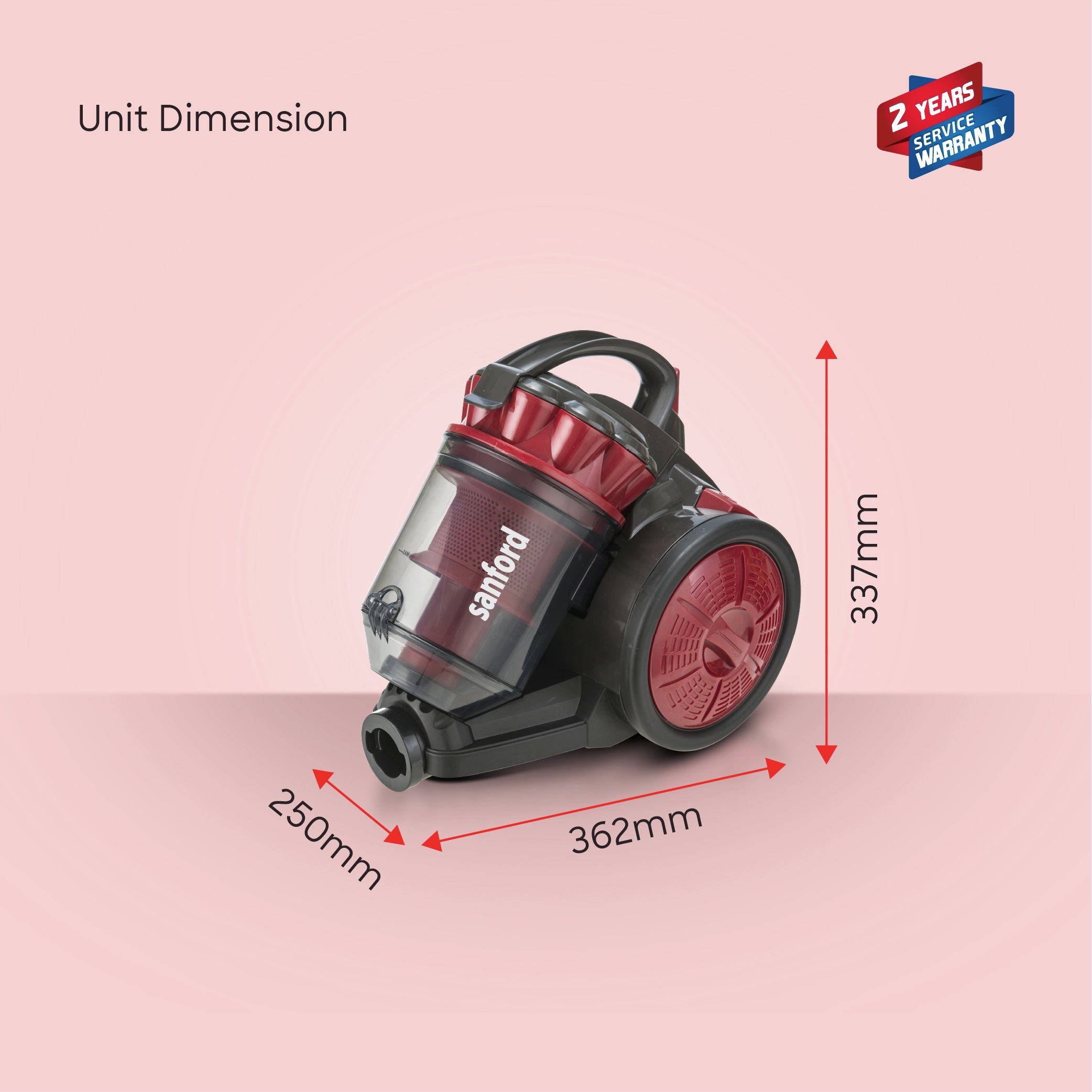 3L drum vacuum cleaner 2200W bagless cyclone sanford 6