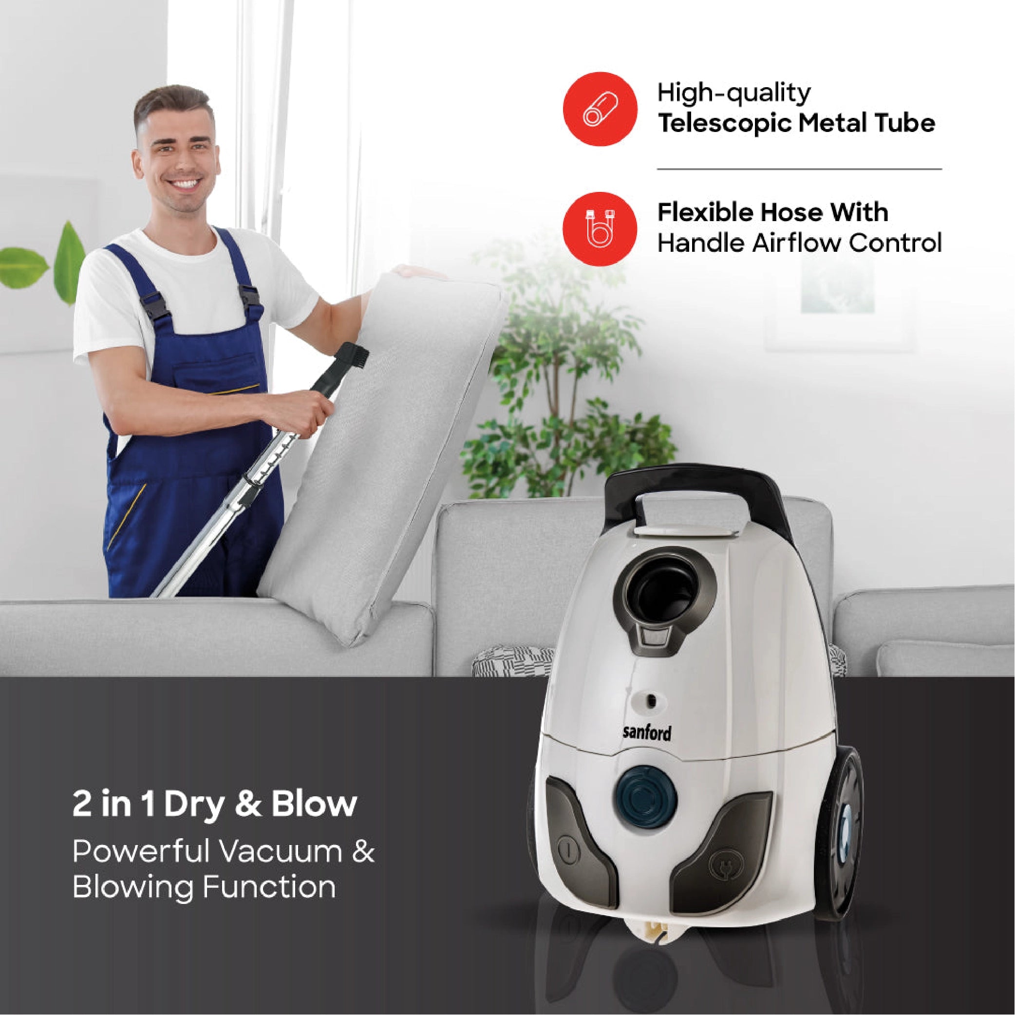 portable vacuum cleaner 2.5L Drum 2000W Blower Function sanford 4