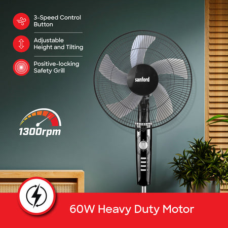 Sanford SF902SFN Stand Fan 5-Blade Design