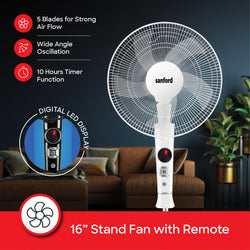 Sanford 16 inch 5 blade Stand Fan | SF903SFN