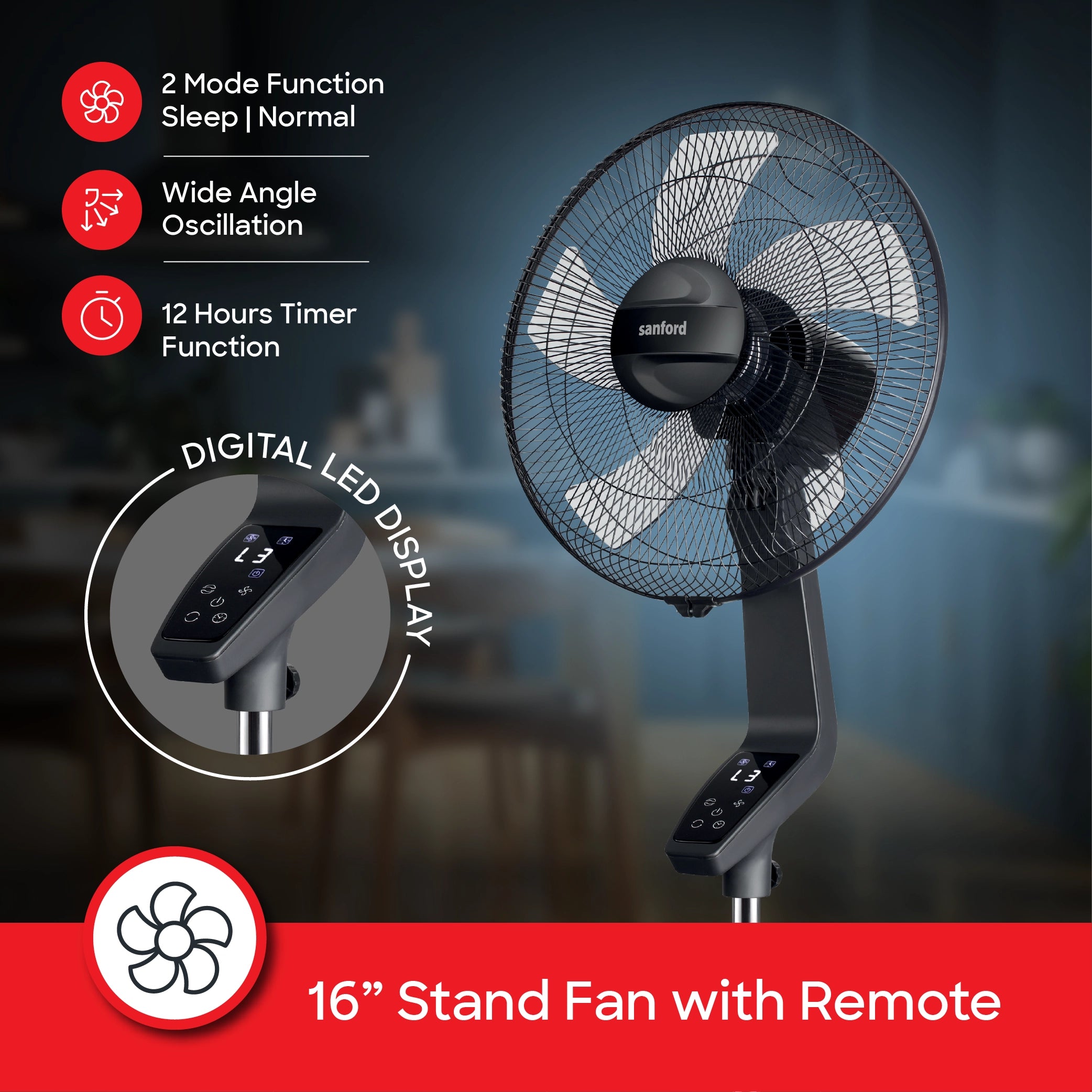 best stand fan 16 inch 5 blade smart wifi controlled sanford 3