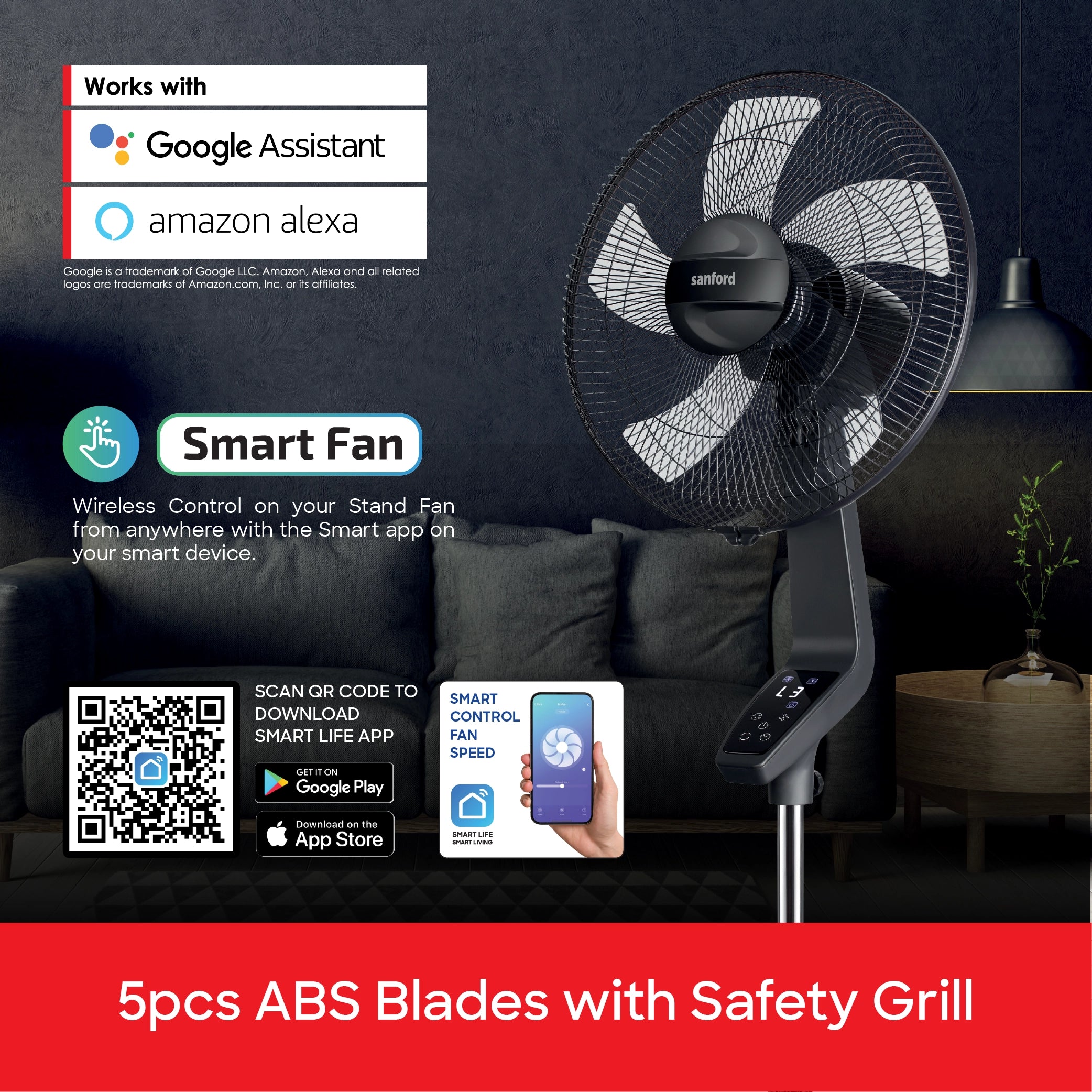 best stand fan 16 inch 5 blade smart wifi controlled sanford 5