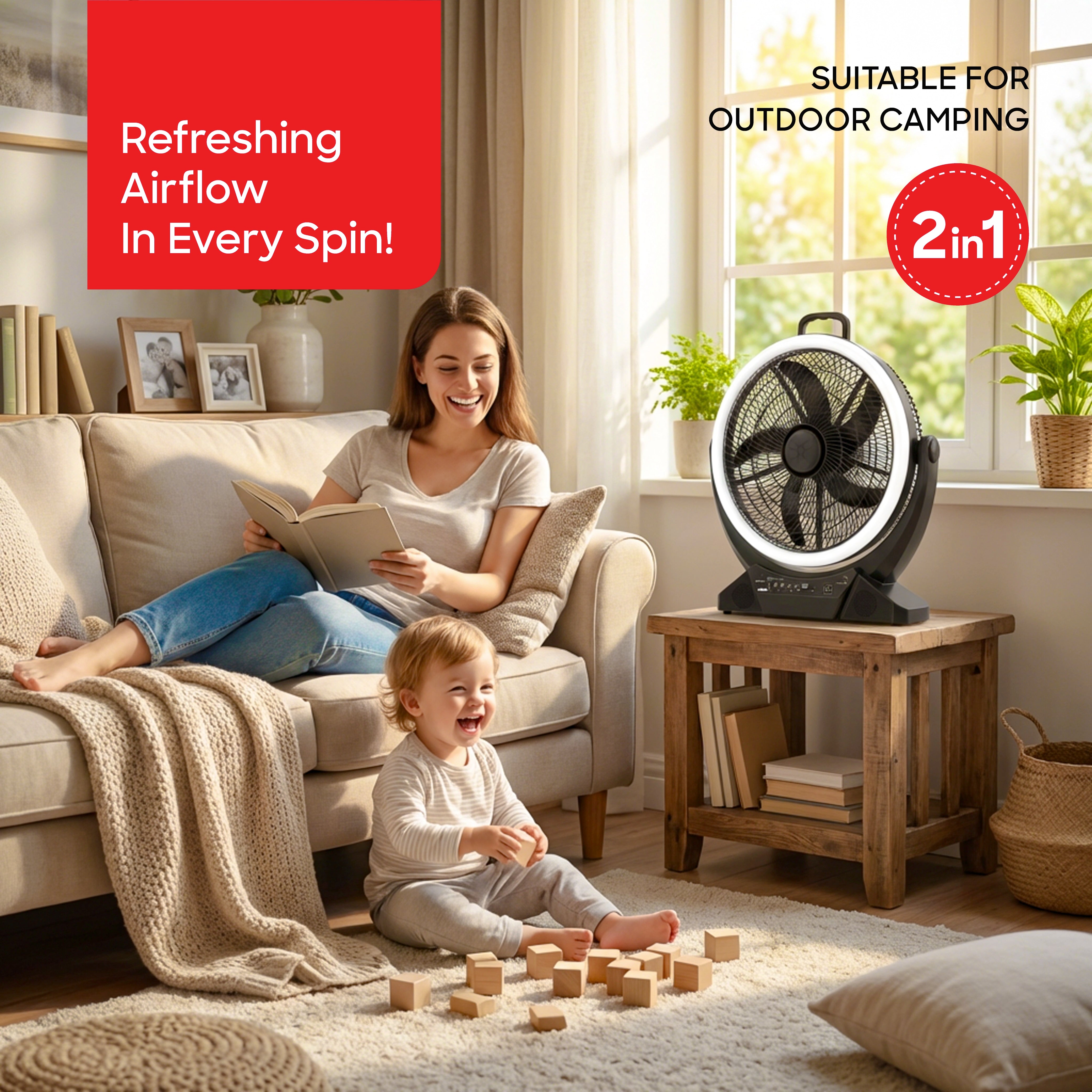 best rechargeable table fan 14 inch LED remote control sanford 2