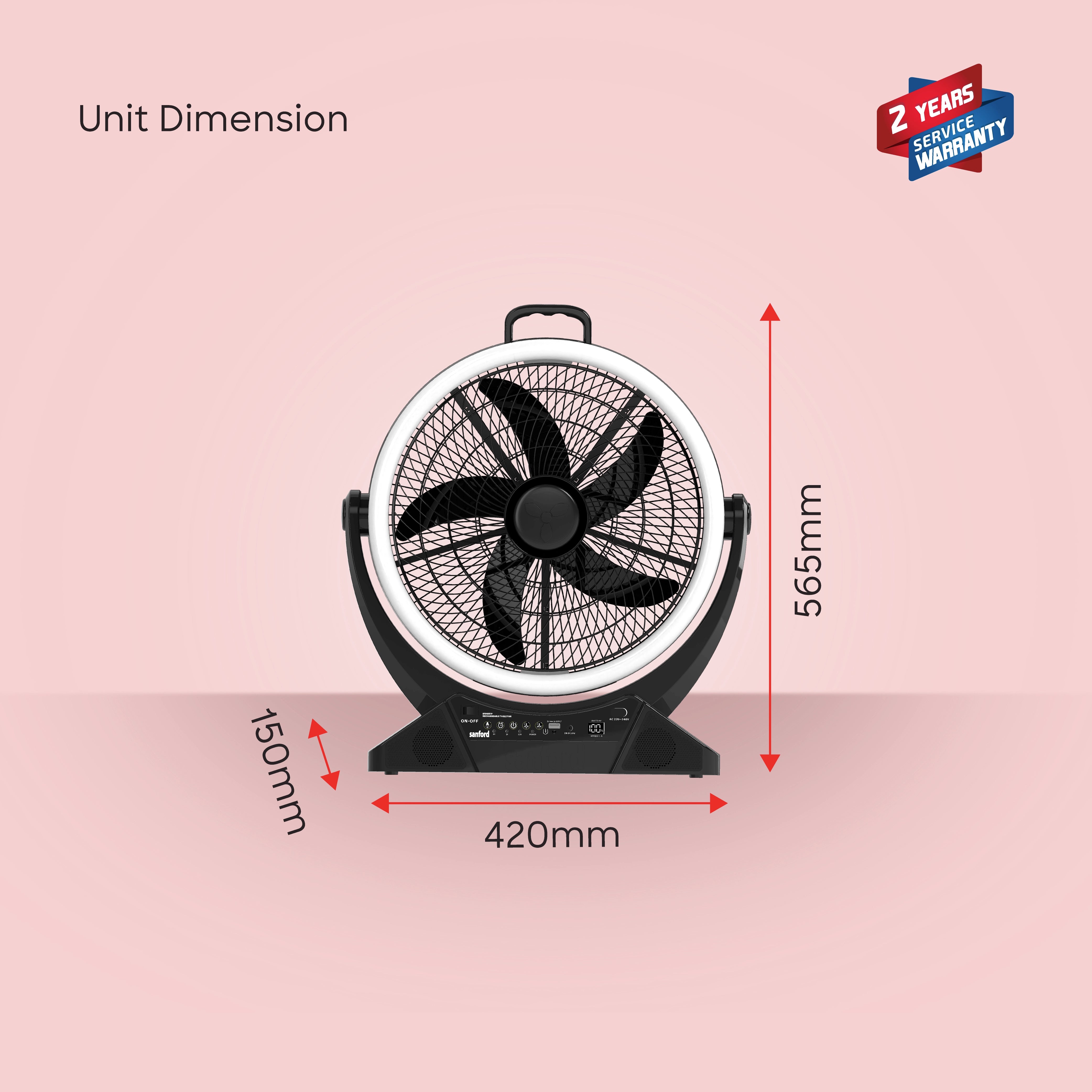 best rechargeable table fan 14 inch LED remote control sanford 6