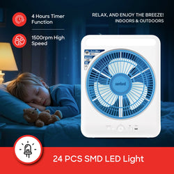 Sanford Box Fan Rechargeable 12 Inch AC DC LED Light USB Output Portable - SF919BFN