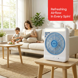 Sanford Box Fan Rechargeable 12 Inch AC DC LED Light USB Output Portable - SF919BFN