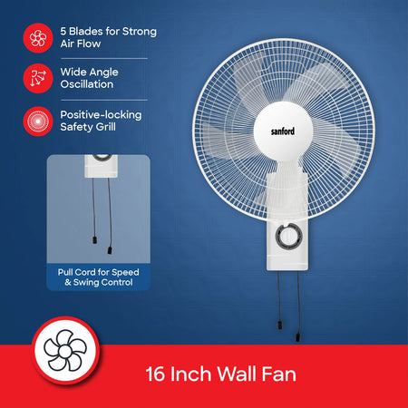 Sanford SF932WFN Wall Fan – 16 inch blade size feature callout