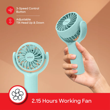 Rechargeable hand fan 5500RPM 3 speed USB charging compact sanford 3