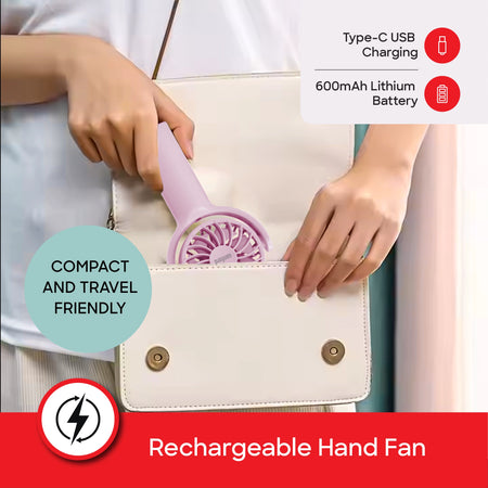 Rechargeable hand fan 5500RPM 3 speed USB charging compact sanford 4