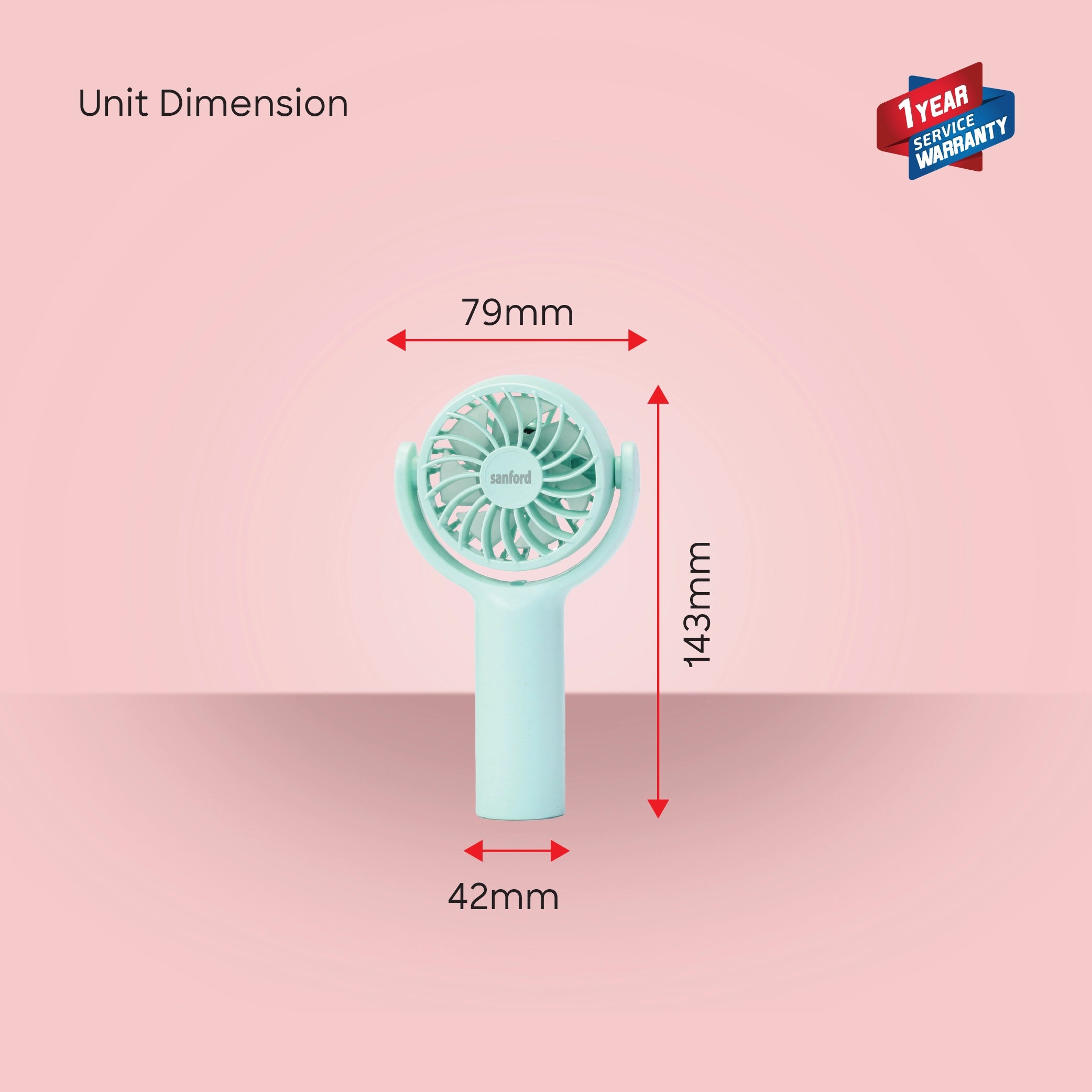 Rechargeable hand fan 5500RPM 3 speed USB charging compact sanford 6
