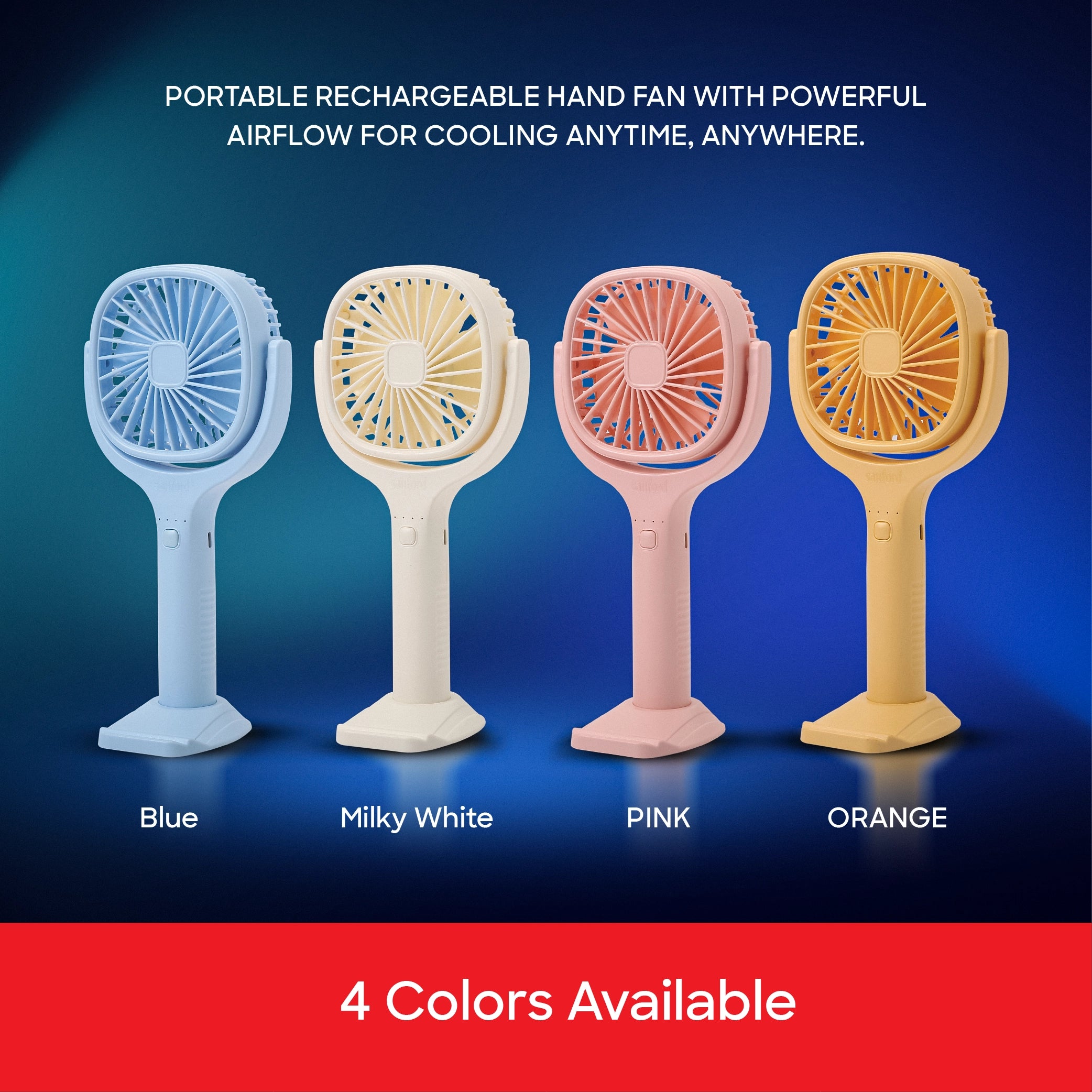 Rechargeable hand fan 4500RPM  3 speed control tilt head USB sanford 5